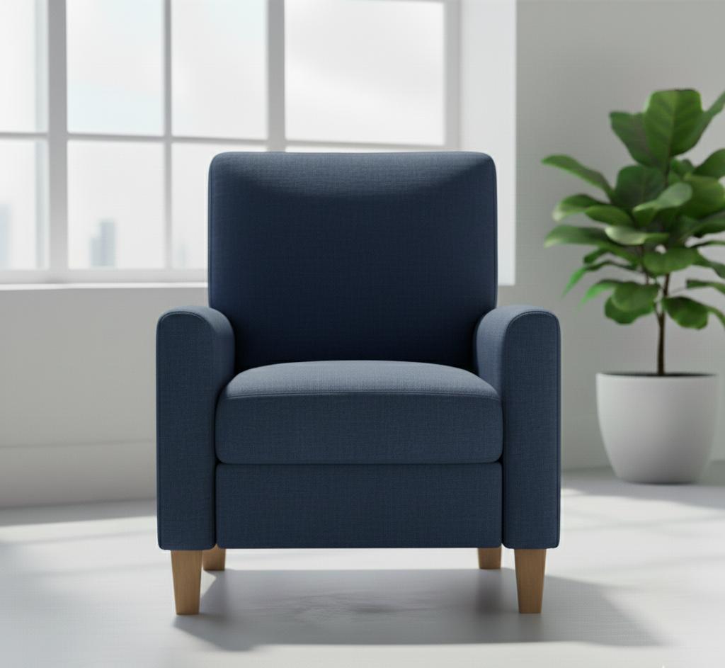 Sessel mit Geradliniger Sitzfläche und Schlanken Holzbeinen