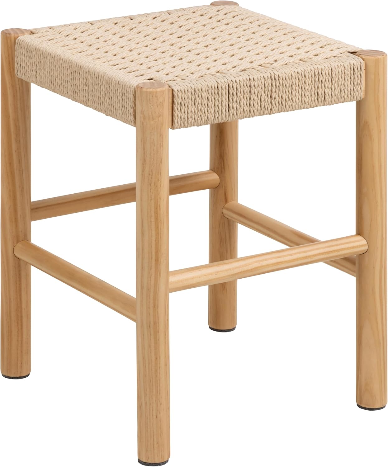 Hocker mit Geflochtener Sitzfläche und Rundbeinen